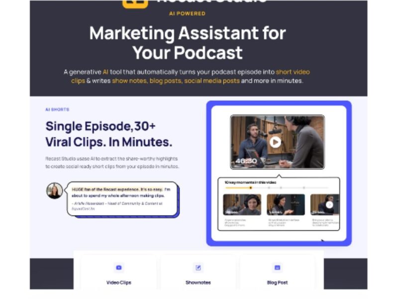 Recast Studio: The AI-Powered Podcast Marketing Assistant That Will Help You Grow Your Audience