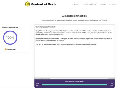 Content At Scale: AI Content Detection Tool