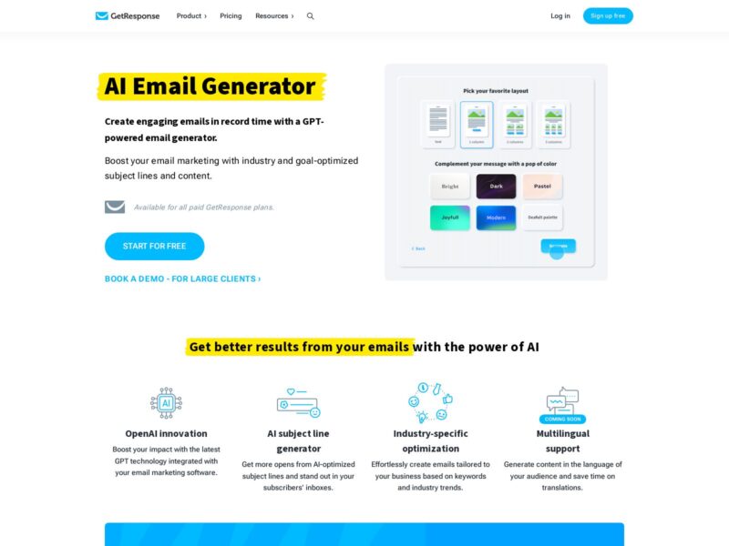 GetResponse: AI Email Generator Powered by OpenAI's GPT Technology