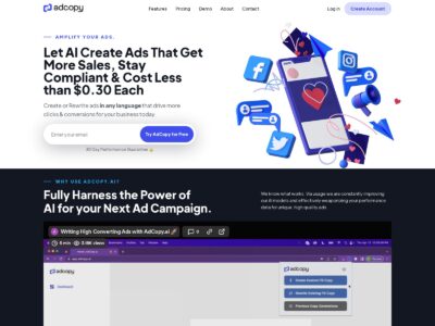 AdCopy.ai: Create high-converting ads with ease AI-Powered Tools